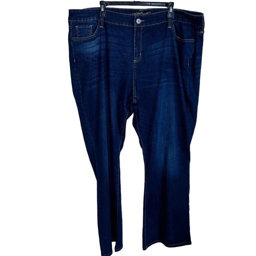 Arizona Jeans High Rise Dark Blue Denim Junior's Size 24 Jrs Plus Curvy Boot